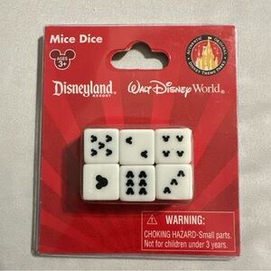 Disneyland Walt Disney World Mice Dice 3 Pair Mickey Mouse Ears Dice Set NIB